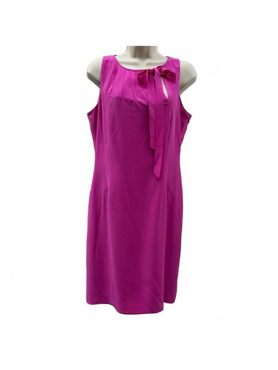 Ann Taylor Sleeveless Raspberry Pink Silk Shift with Asymmetrical Tie | Size 6 - Picture 2 of 11